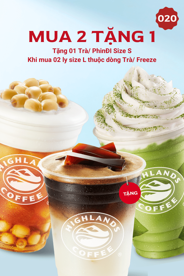 voucher highlands coffee mua 1 tặng 1