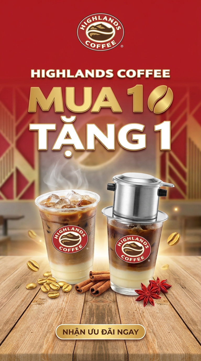 voucher highlands coffee mua 1 tang 1