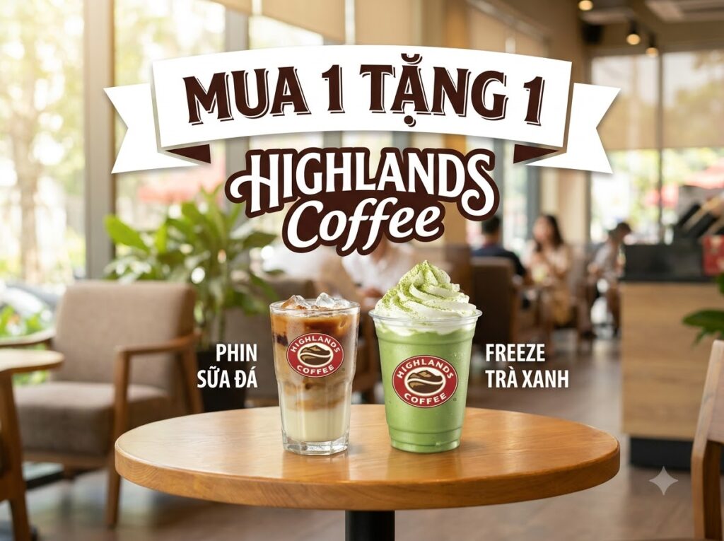 Voucher Mua 1 Tặng 1 Highlands Tháng 8/2026