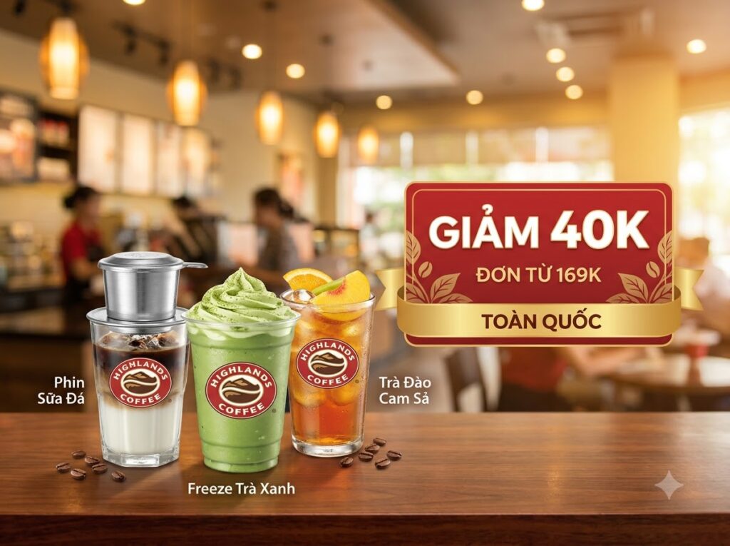 Mã Highlands Giảm 40K - Đơn Từ 169K Toàn Quốc