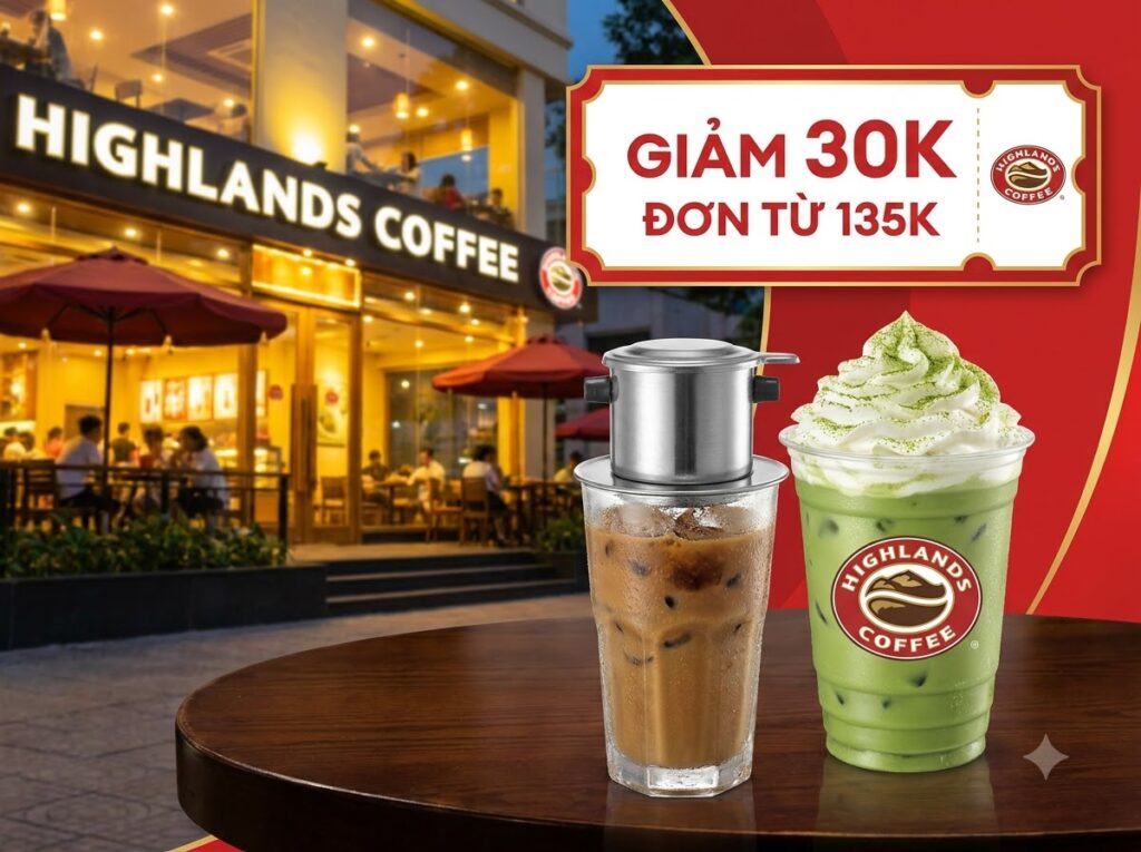 Voucher Highlands Giảm 30K - Đơn Từ 135K