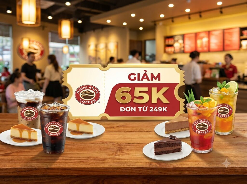 Voucher Highlands Giảm 65K - Đơn Từ 249K